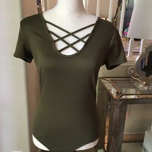 Olive Criss-Cross Body Suit